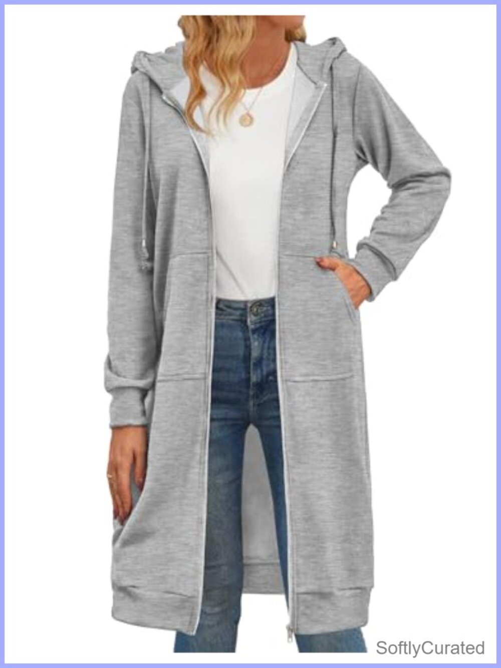 Oversized Fleece Zip Up Long Tunic Hoodie Sweatshirt Casual Fall Jacket
